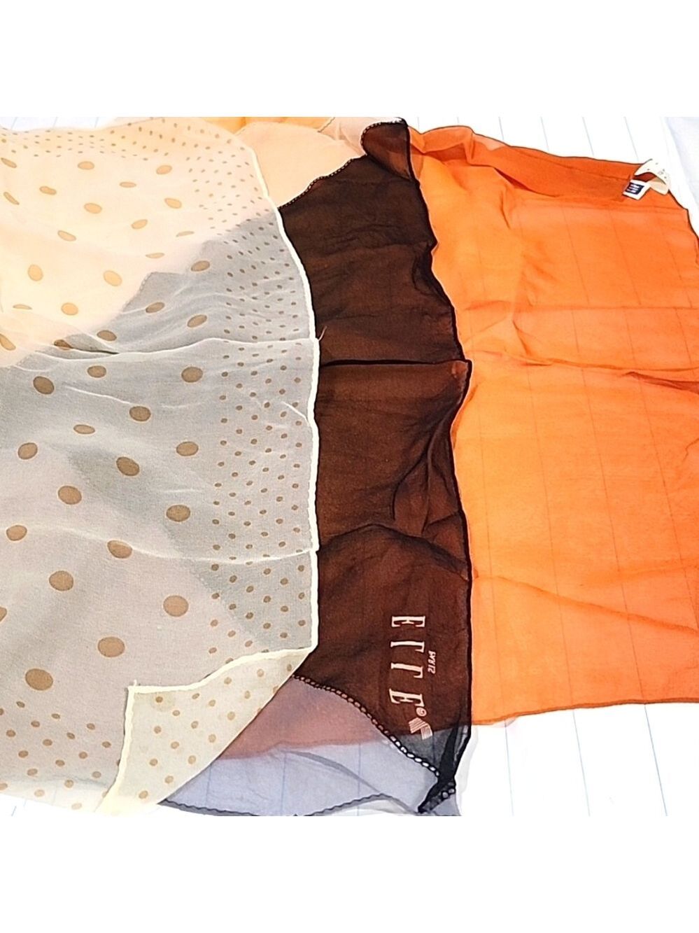5 pcs Sheer silk Scarf ELLE Paris, Gap and Japanese silk square silk scarves